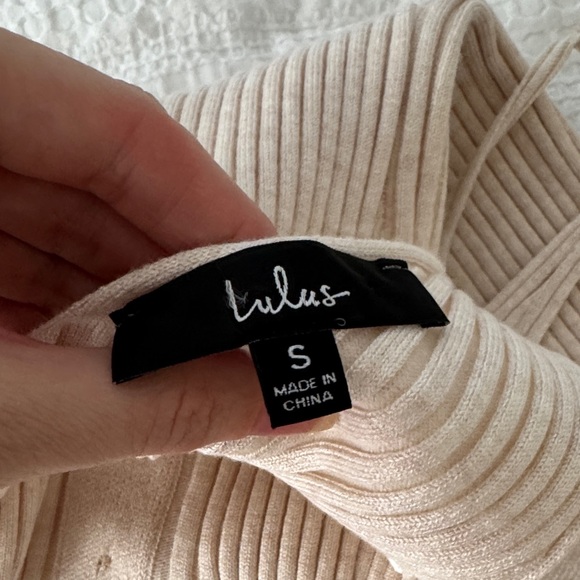 Lulu's Cream Ribbed Midi Dress with Buttons - Picture 2 of 3